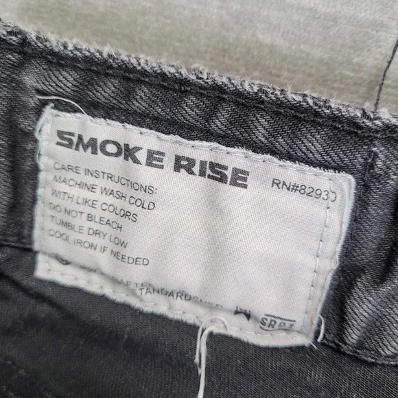 SMOKE RISE Mens Jeans Black Distressed Paint Splatter Moto Style 36x34 - Picture 2 of 7